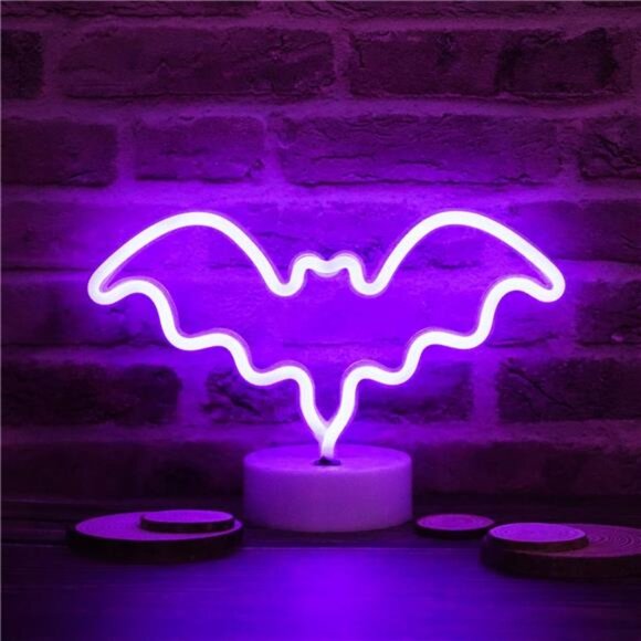 NEW Halloween LED Neon Purple Bat Light - Picture 1 of 5